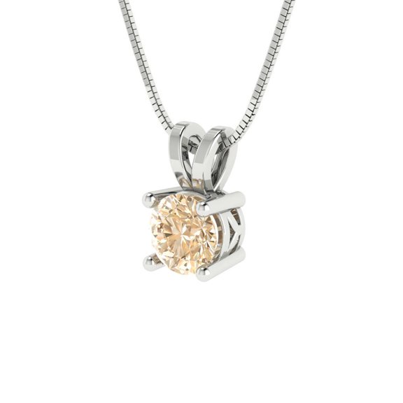 0.5 ct Brilliant Round Cut Solitaire Natural Morganite 14k White Solid Gold Everyday Affordable Designer Necklace Pendant with 18" Chain