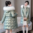 thumbnail image 2 of Chaqueta de algodón de cara brillante para mujer, de longitud media a larga, chaqueta de algodón sin lavar, chaqueta de algodón de corte grueso y ajustado para invierno, 2 of 5