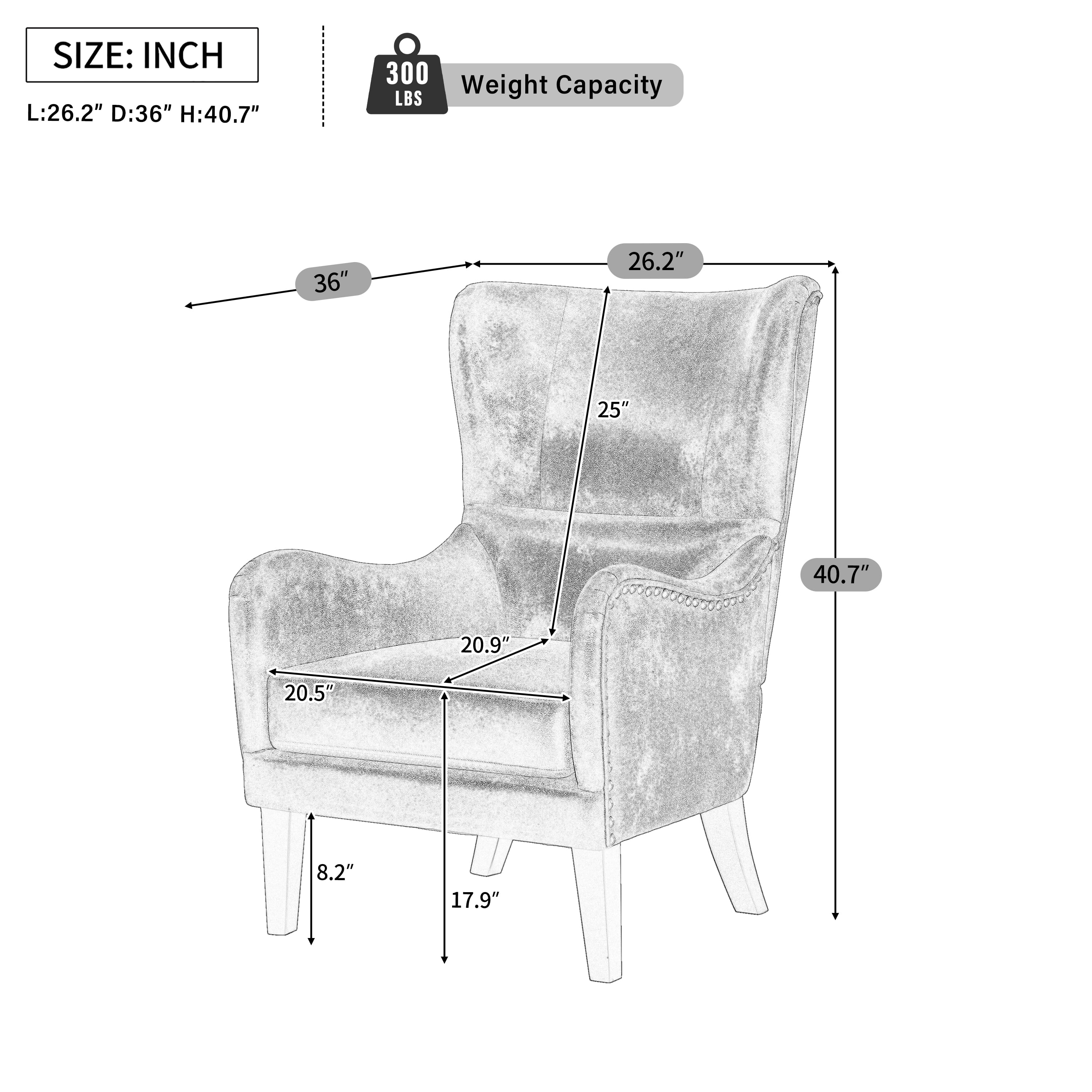 Noble House HI-BACK Studded Arm Chair for Living Room Study Bedroom,Classic Design,Brown