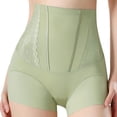 thumbnail image 2 of Womens Seamless High Waisted Tummy Control Shapewear Breathable Lace Side Panels Firm Compression Body Shaping Briefs Plus Size Underwear Green M to XXXL,Size L, 2 of 9