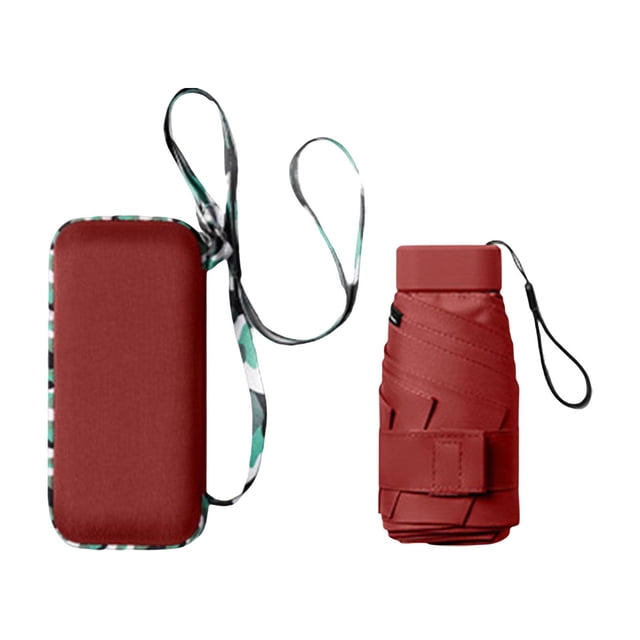 de viaje de lluvia con estuche Pequeño impermeable Mini compacto plegable portátil para actividades al aire libre Rojo Sunnimix Paraguas de viaje