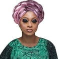 thumbnail image 2 of Weikingp African Head Wraps Head Wraps Fashion Women Beading Braid Hat Muslim Ruffle Cancer Wrap Cap Sleep Caps Satin Lined Hair Bonnets Turbans for Women Pink One Size Clearance！, 2 of 4