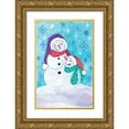 thumbnail image 1 of Seay, Anne 13x18 Gold Ornate Wood Framed with Double Matting Museum Art Print Titled - Happy Snowman and Baby, 1 of 4