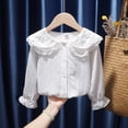 thumbnail image 4 of Kids Girls Basic Shirt Long Sleeve Solid Color Doll Collar Tops Blouse, 4 of 4