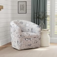 thumbnail image 2 of Beach Harbor Gray Coastal Patterned Polyester Fabric Swivel Accent Chair, 2 of 8