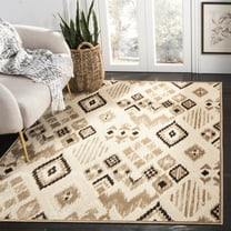 SAFAVIEH Paradise Yvonne Geometric Southwestern Area Rug, Taupe/Cream, 5'3" x 7'6"