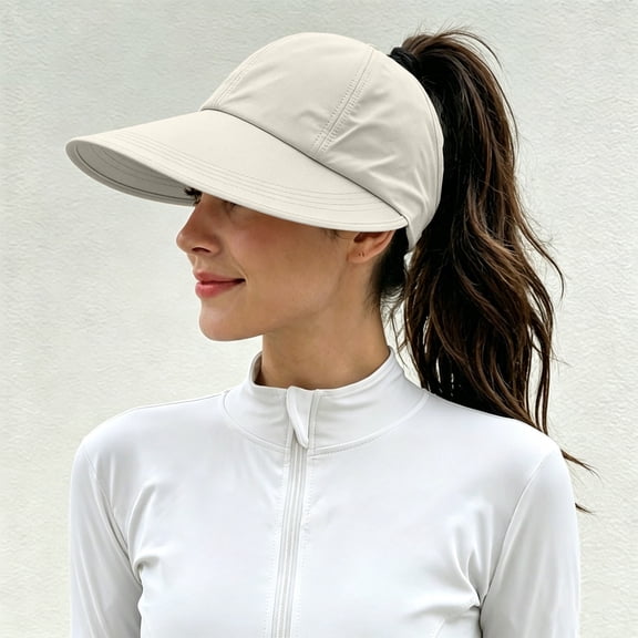Women's Sun Protection Baseball Cap with Visor, Breathable Hat for Beach Outdoor Activities, Lightweight Summer Cap for Hiking Travel or Daily Casual Wear Beige