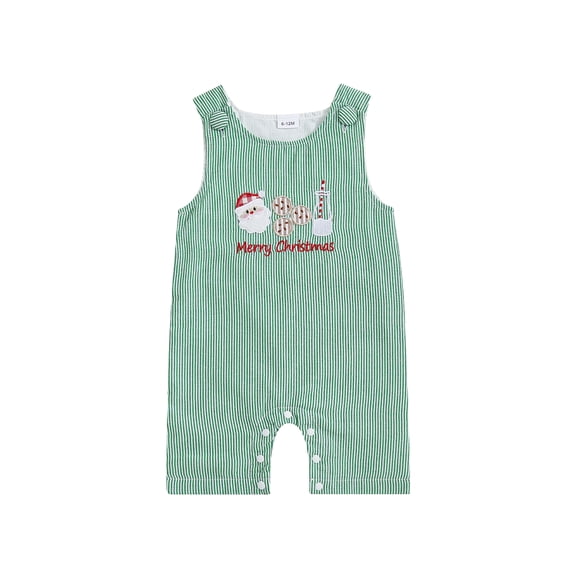BemeyourBBs Baby Christmas Striped Overall Romper Santa Sleeveless Bodysuit