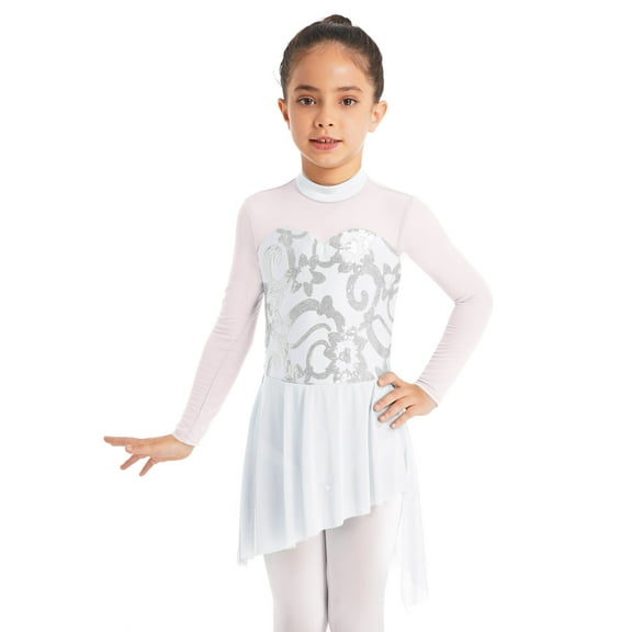 iiniim Girls Ballet Dance Dress Lyrical Ballerina Irregular Skirts Gymnastics Leotard Ballroom Dancewear Dancing Costume