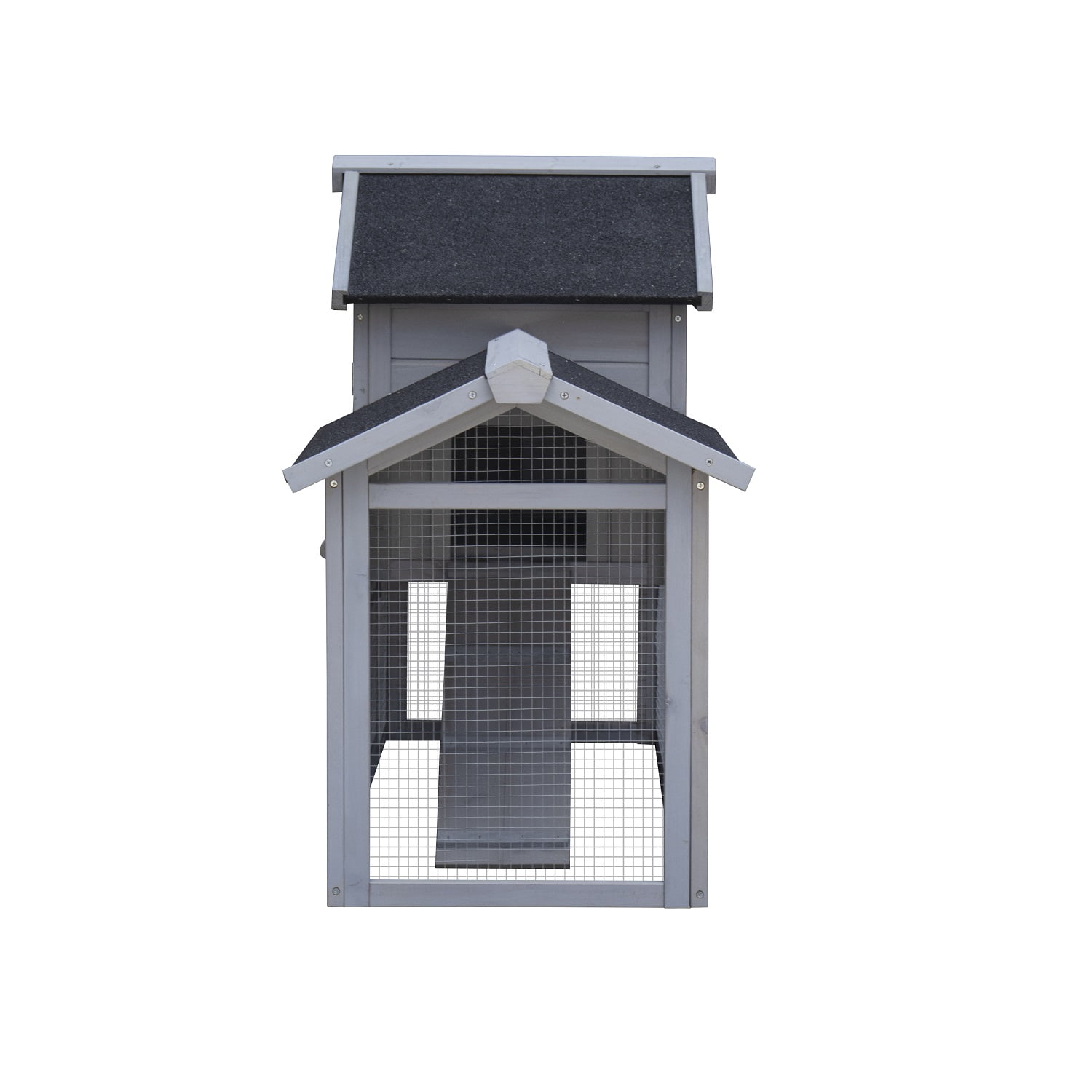 58'' Wooden Rabbit Hutch Large Chicken Coop Weatherproof Indoor Outdoor Use Gray