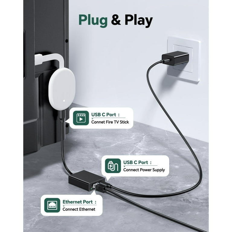 USB C to Ethernet Adapter for Chromecast and Google TV - USB C to 