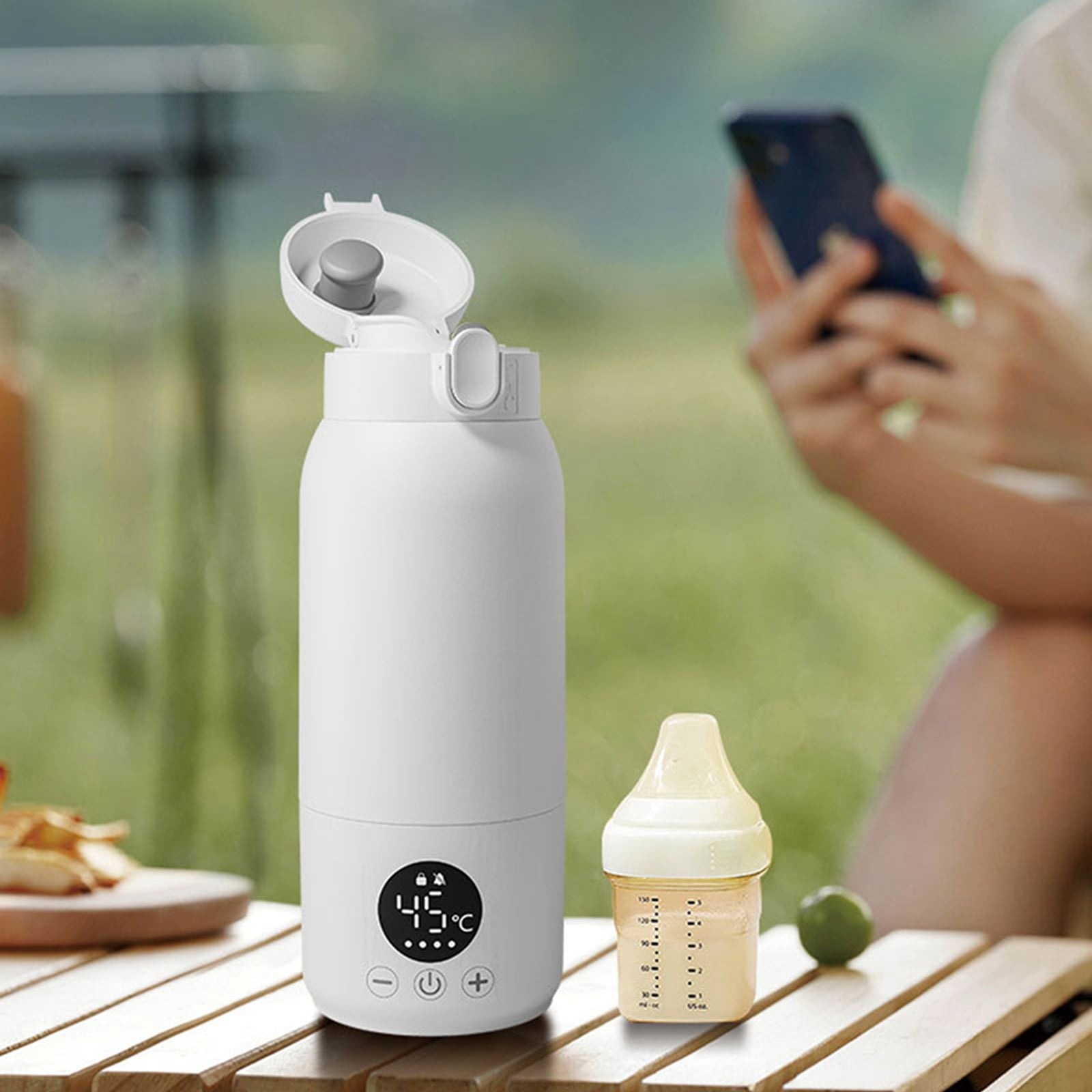Uanit Portable Travel Bottle Warmer with Fast Heating Technology for Formula and Water, Long Battery Life Large Capacity Warmer Suitable for 𝗕𝗮𝗯𝘆 Outdoor Feeding and On-the-Go Use