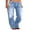 Sky Blue, variant on Qmyliery Women Men Denim Pants Casual Ripped Loose Straight Leg Jeans Trousers Trendy Bottoms for Streetwear