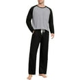 thumbnail image 2 of Stamzod Mens Pajamas Set Patchwork Casual Long Sleeve T Shirts Loose Pajama Pants Plus Size Men's Sleepwear 2 Piece Gray M, 2 of 7