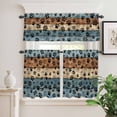 thumbnail image 2 of 3 Piece Kitchen Curtains and Valances Set Blue Brown Cafe Curtains 24 Inch Length Rustic Farmhouse Dog Paw Vintage Valance & Tier Curtain for Living Room Bedroom Small Window 54"x18"+27"x24"*2, 2 of 6