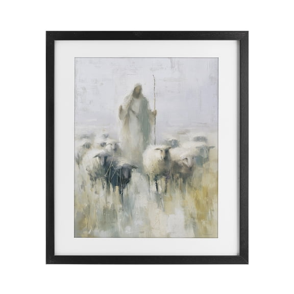 Stupell Industries Traditional The Gentle Guide Shepherd Black Framed Print Under Glass, 17 x 21, by Svetlana Aleynikova