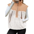 thumbnail image 2 of Sleeveless Fleece Sherpa Patchwork Vest Coat Women Winter Casual  Half Zipper Jacket Coat, 2 of 7