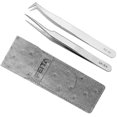 thumbnail image 1 of Eyelash Tweezers Set Of 2 Professional Curved And Pointed Stainless St, 1 of 5