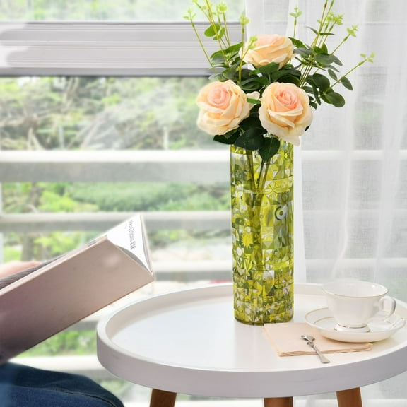 Glass Style Flowers Plastic Vase 11.8'' x 3.9'' Transparent Non Breakable Decorative for Family