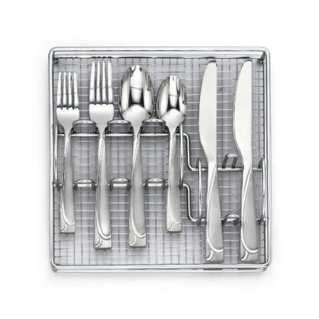 41pc Stainless Steel Mena Frost Silverware Set with Holder - Cambridge Silversmiths