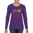 thumbnail image 1 of Peace Love Baseball Sports Womens Graphic Long Sleeve T-Shirt, Purple, XX-Large, 1 of 5