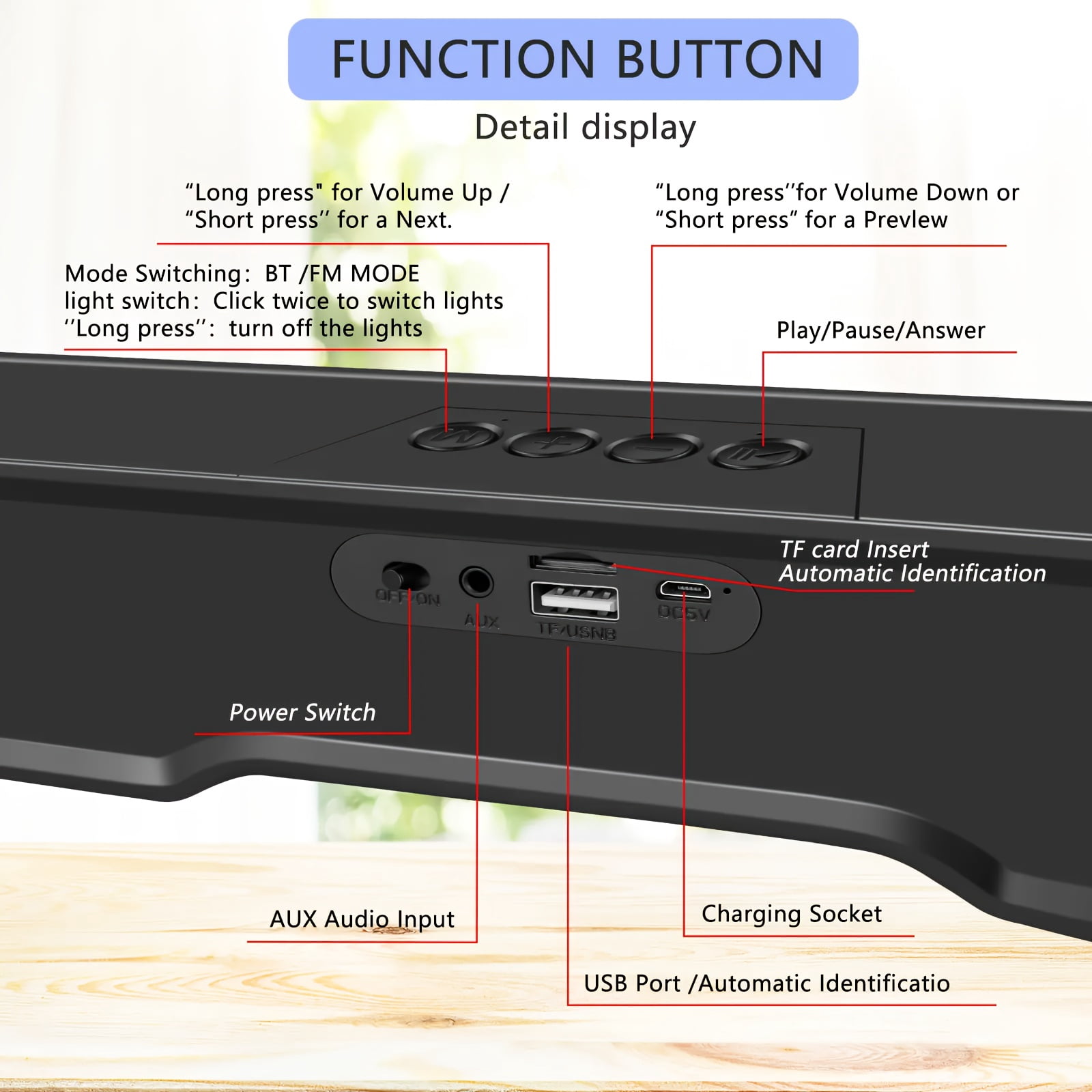 Wireless TV Sound Bar Computer Speakers, Adjustable RGB PC Gaming Speakers with Enhanced Bass And Volume Control, Stereo USB Powered 3.5mm Aux Multimedia Speakers for Laptop/Desktop/Tablets/Phone