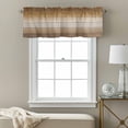 thumbnail image 3 of Brown Beige Kitchen Curtain Valances for Windows Farmhouse Short Curtains, Farmhouse Vintage Gradient Wooden Grain Rod Pocket Valance Curtain for Bedroom Cafe Living Room 42"x18", 3 of 8