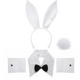 thumbnail image 2 of FeiKong Conjunto de accesorios para disfraz de cosplay con orejas de conejo y diadema con lazo y puños para fiesta de Pascua, 2 of 2