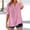 Pink, variant on Lumosvexa Womens Plain T-Shirt for Women Linen Short Shirt Tops V-neck Cotton T Shirt Blue Size S