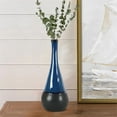 thumbnail image 5 of Bellied Stoneware Vase With Black Banded Rim, Large, Glossy Blue, 5 of 6