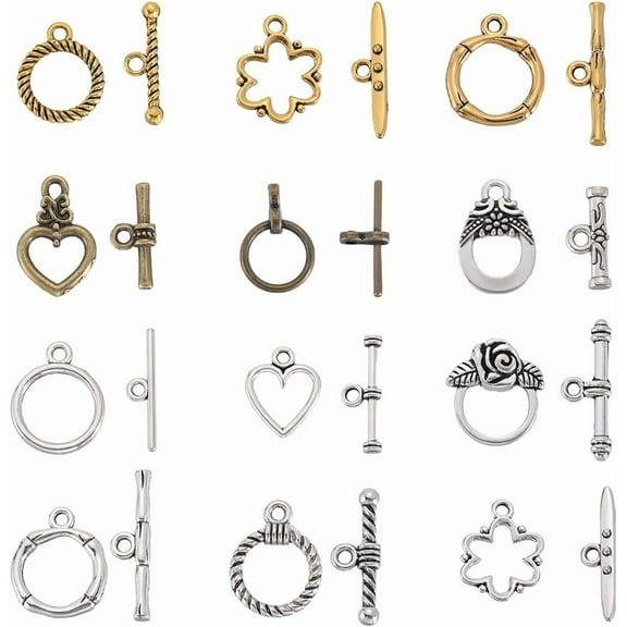 1 Box 120 Sets 10 Styles Toggle Clasp Bracelet Making T Bar Jewelry Clasp OT Buckle Closure Toggle Clasps Connector Findings for Jewelry Making Clasps Supplies DIY Craft Necklace Bracelet Colorful