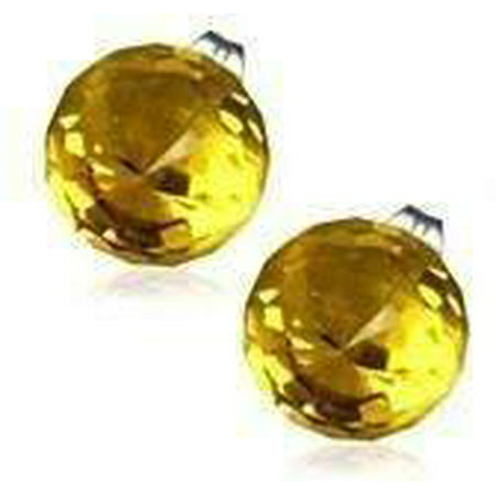 CLEARANCE - Disco Ball Faceted Crystal Stud Earrings - Eight Colors! Honey: 8mm