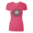 thumbnail image 2 of Wild Bobby Radiating Sun Puff Print Fashion Womens Slim Fit Junior Tee, Hot Pink, Medium, 2 of 6