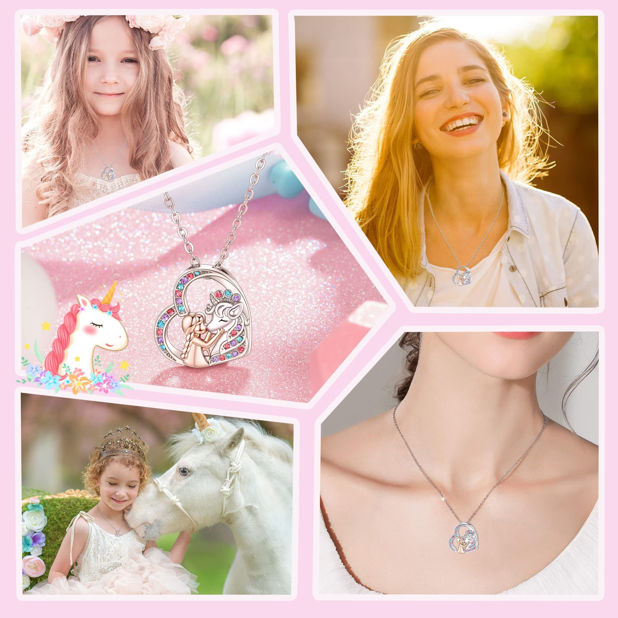  Daiasns Necklace for Girls, Unicorn Necklace Gifts for Girls  Jewelry Age 6-8 Heart Pendant Necklace Granddaughter Birthday Necklace from  Grandma Cute Colorful Cubic Zirconia Necklace: Clothing, Shoes & Jewelry