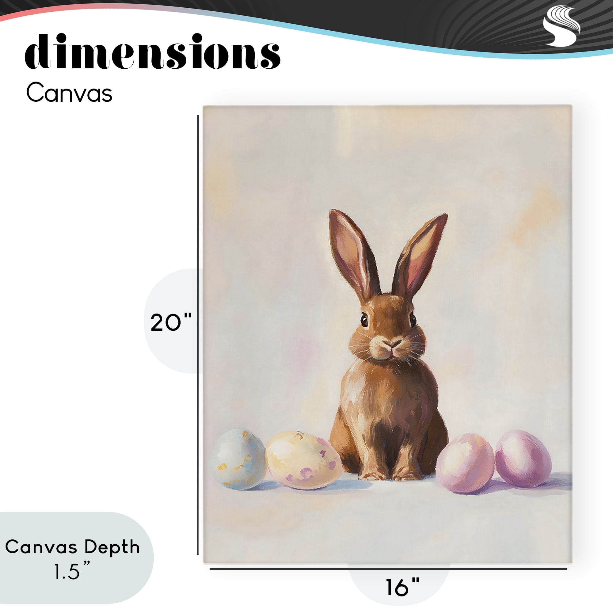 Stupell Industries Easter Bunny with Pastel Eggs Canvas Wall Art, design by The Prints Vibe