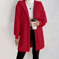 thumbnail image 4 of Women's Hooded Cardigan Jacket Long Loose Open Front Fleece Coat Fall Winter Cable Knit Causal Jacket, XL, 4 of 7