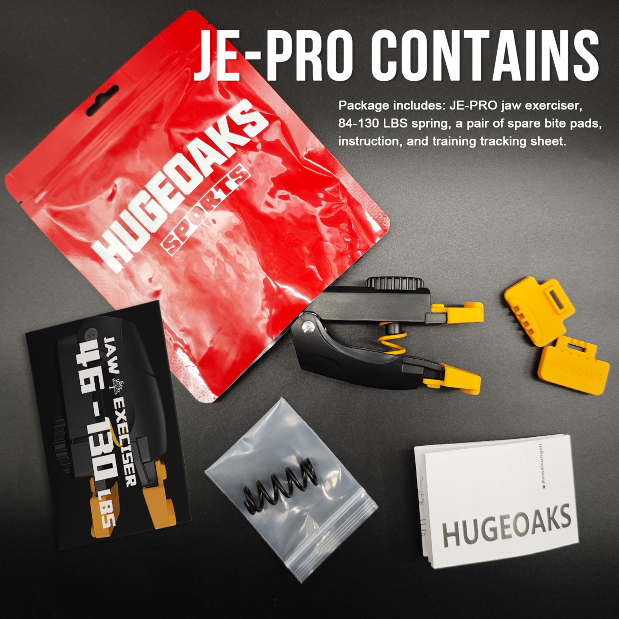 HUGEOAKS Resistance Adjustable Jaw Exerciser for Men and Women, Jaw, Face and Neck Exerciser, Powerful Jawline Trainer for Beginners, Intermediate and Advanced Users - Slims and Trims