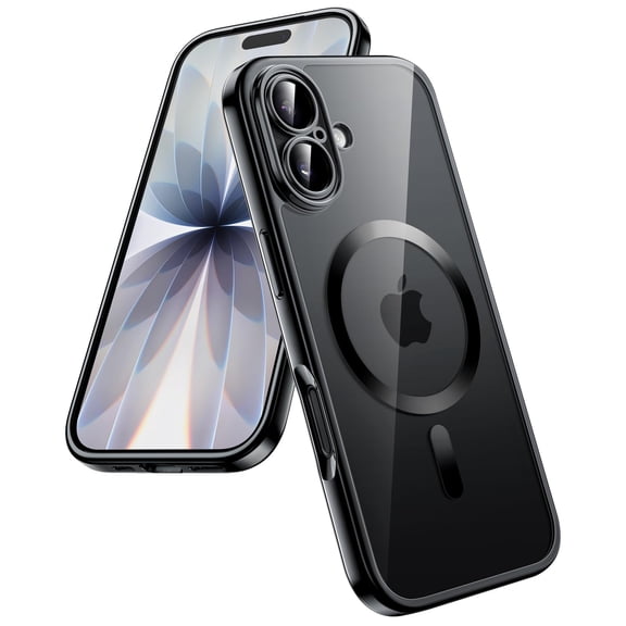 JETech Magnetic Case for iPhone 17 6.3-Inch, Full Camera Lens Protection, Compatible with MagSafe, Soft Electroplated TPU Frame with Hard Clear PC Back, Shockproof Phone Cover (Black)