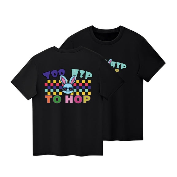 Gpaecead Happy Easter Eggs Shirts Boys Girls Bunny Tshirt Short Sleeve Cotton Tee Funny Rabbit Graphic Tshirts 3 Years Black