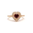 thumbnail image 3 of 14K Yellow Gold Plated Women's Engagement Ring 2Ct Heart Cut Garnet Double Halo, 3 of 4