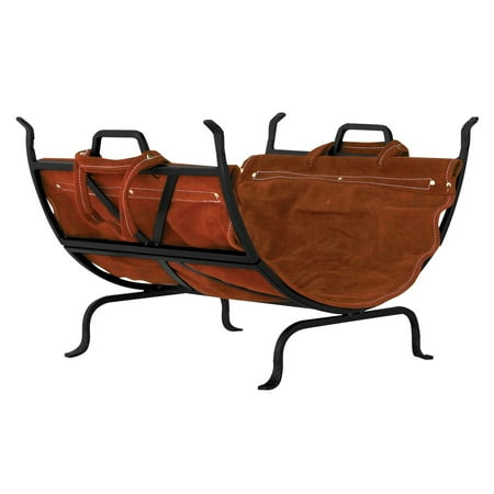 

Uniflame W-1018 Black Wrought Iron Log Holder with Leather Carrier
