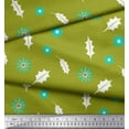 thumbnail image 3 of Soimoi Velvet Fabric Star & Holly Leaves Printed Fabric 1 Yard 58 Inch Wide, 3 of 3