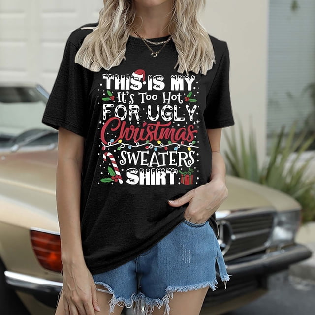 TINZ T-Shirt Décontracté pour Femmes à Col Rond Imprimé, Haut Confortable et Élégant, Chemises Raglan pour Femmes, Chemises Actives pour Femmes, Manches Courtes, T-Shirts à Manches Longues pour Femmes