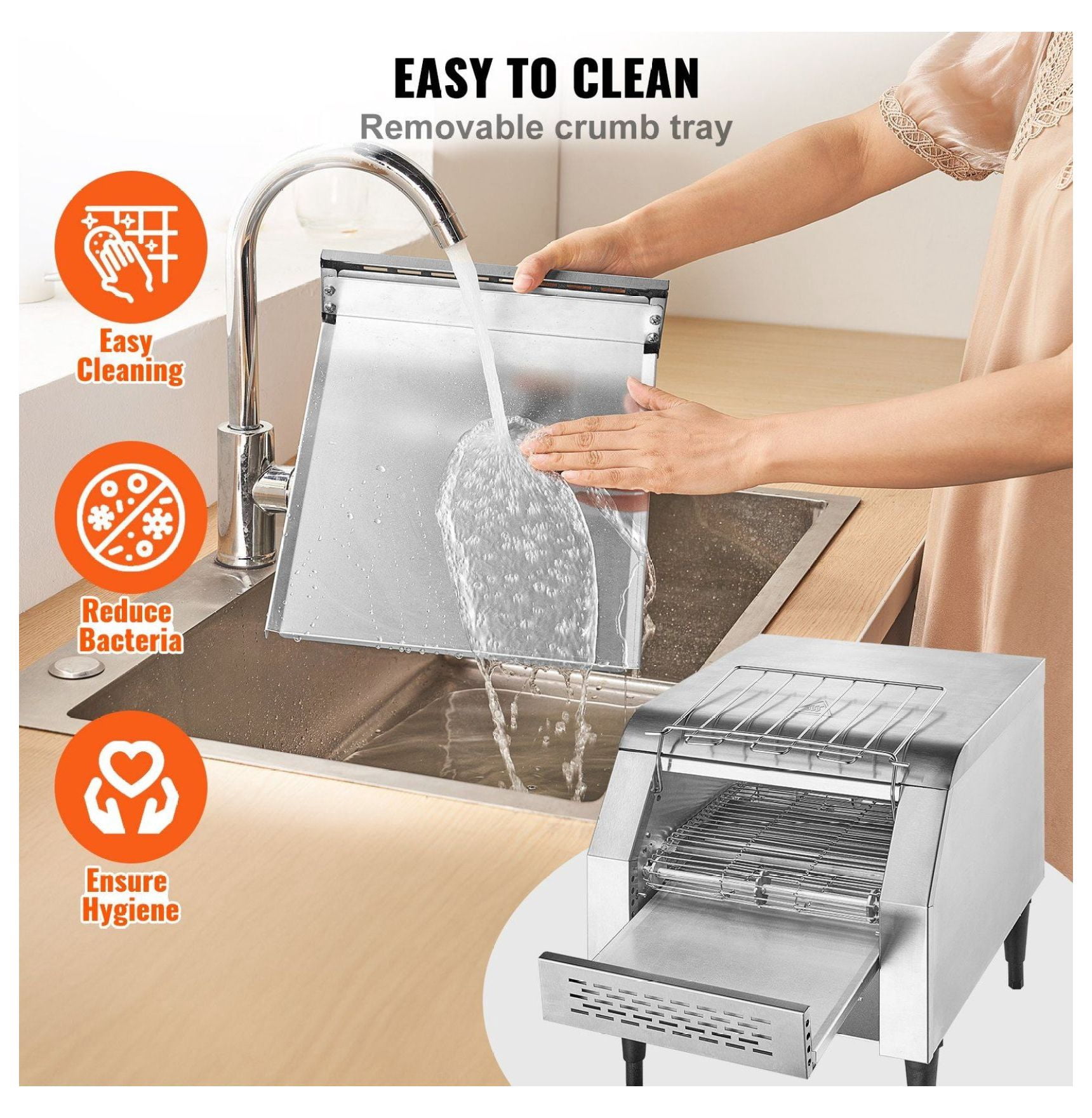 Commercial Toaster Conveyor - 300 Slices/Hour, Stainless Steel Electric Restaurant Toaster for Buns, Bagels, Bread - Heavy Duty Conveyor Belt Toaster Oven