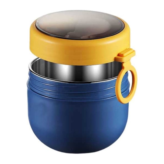 Bearachild Fiambrera de 600ml de acero inoxidable, portátil, para escuela, senderismo, comida, frutas, contenedor de desayuno, fiambrera lavable para Mostrada Azul Bearachild HA072903-01