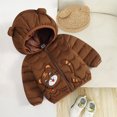 thumbnail image 2 of Aayomet Toddler Coats Bear-Ear Print Hooded Puffer Jacket for Baby Zip-Up Winter Coat (Khaki,4-5 Years), 2 of 7