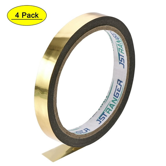 Uxcell 1/2 inch Width 30 Yard Floral Adhesive Tape Gold Tone 4 Pack