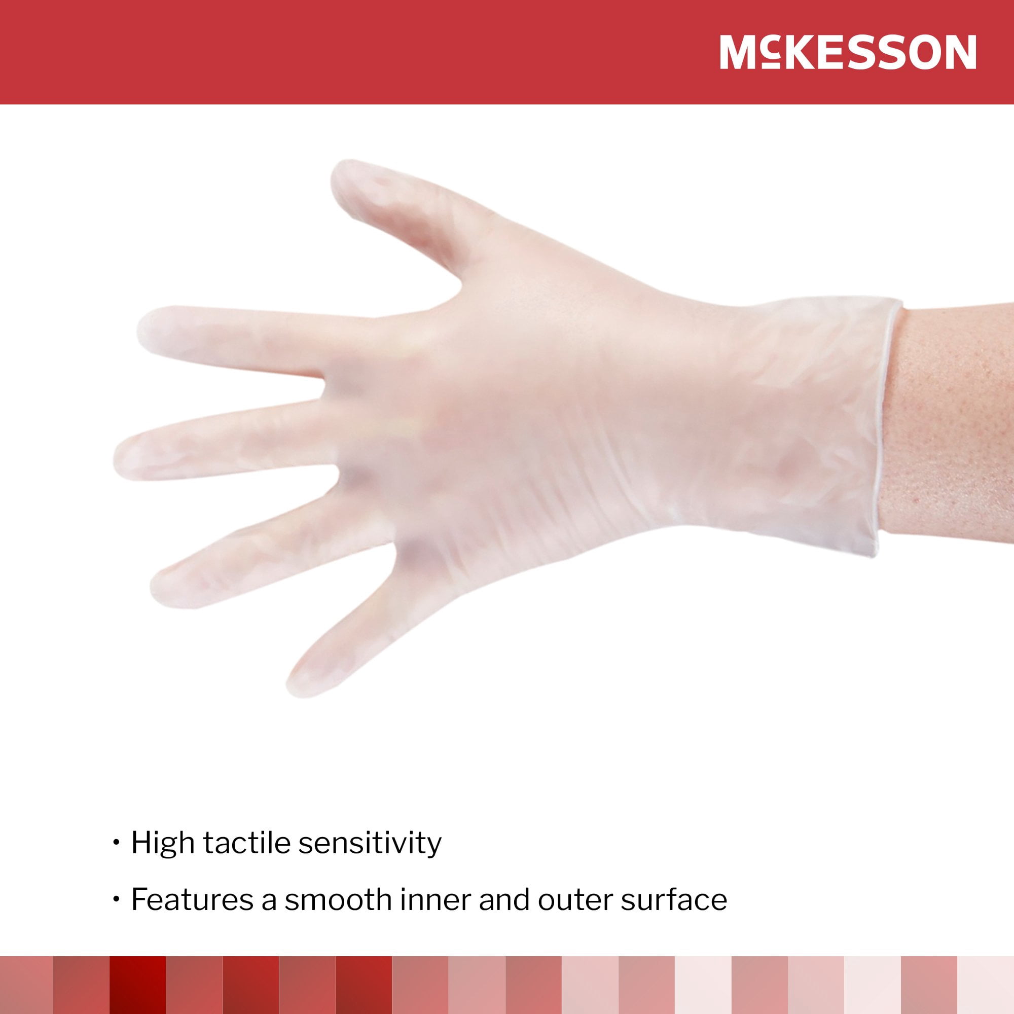 McKesson Confiderm Disposable Vinyl Exam Glove Standard Cuff Length SMALL 14-164 1000 per Case