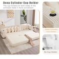 thumbnail image 5 of Timbernest 110.75" L Shaped Convertible Sleeper Sofa Bed, Corduroy Modular Sectional Couch with Movable Footstool, Cup Holders, Side Pockets, 8 Throw Pillows, Beige, 5 of 12