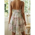 thumbnail image 5 of Women'S 2025 Summer Floral Mini Dress Bohemian Flowy Dress Short Sleeveless Ruffle Spaghetti Strap Dress Pink Green XL, 5 of 8